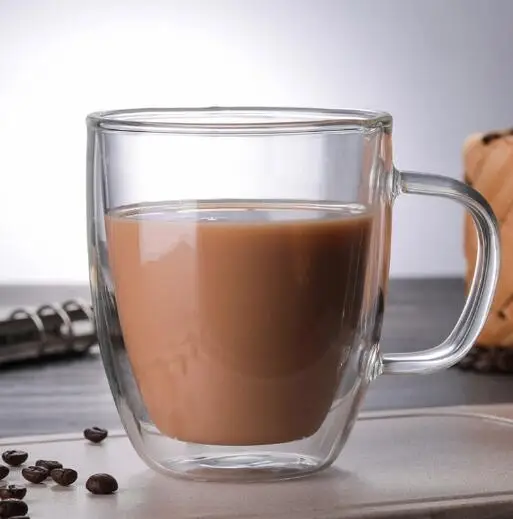 350ml 1 шт. кофейные чашки, чайные кружки ручной работы, креативные офисные кружки, теплоизоляционные прозрачные стаканы с двойными стенками, стеклянные чашки - Цвет: 350ml