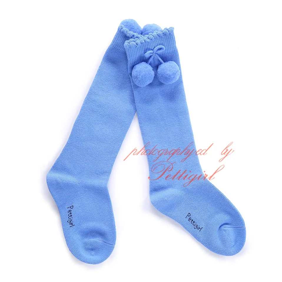 Pettigirl/модные носки для девочек; Детские носки с оборками и помпонами; милые детские носки ручной работы; бутик - Цвет: Pom5