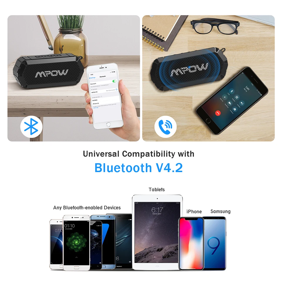 Mpow R3 10 Вт портативный Bluetooth динамик беспроводной динамик IP6X Водонепроницаемый со встроенным аккумулятором до 15 часов время воспроизведения для наружного использования