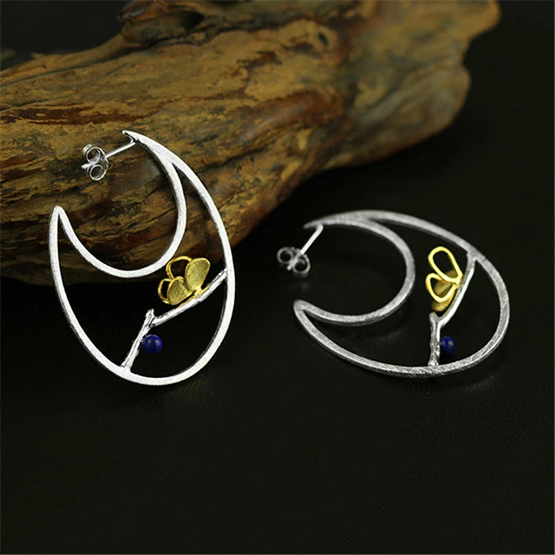 Lotus Fun реальные 925 Серебро Природный творческий ручной работы ювелирных украшений