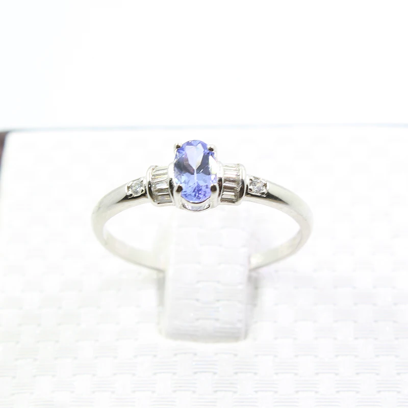 Синий Настоящее обручальное кольцо 0,5 ct против ранга Танзанит простой дизайн кольцо из стерлингового серебра 925 пробы Танзанит романтический подарок на день рождения - Цвет камня: Синий
