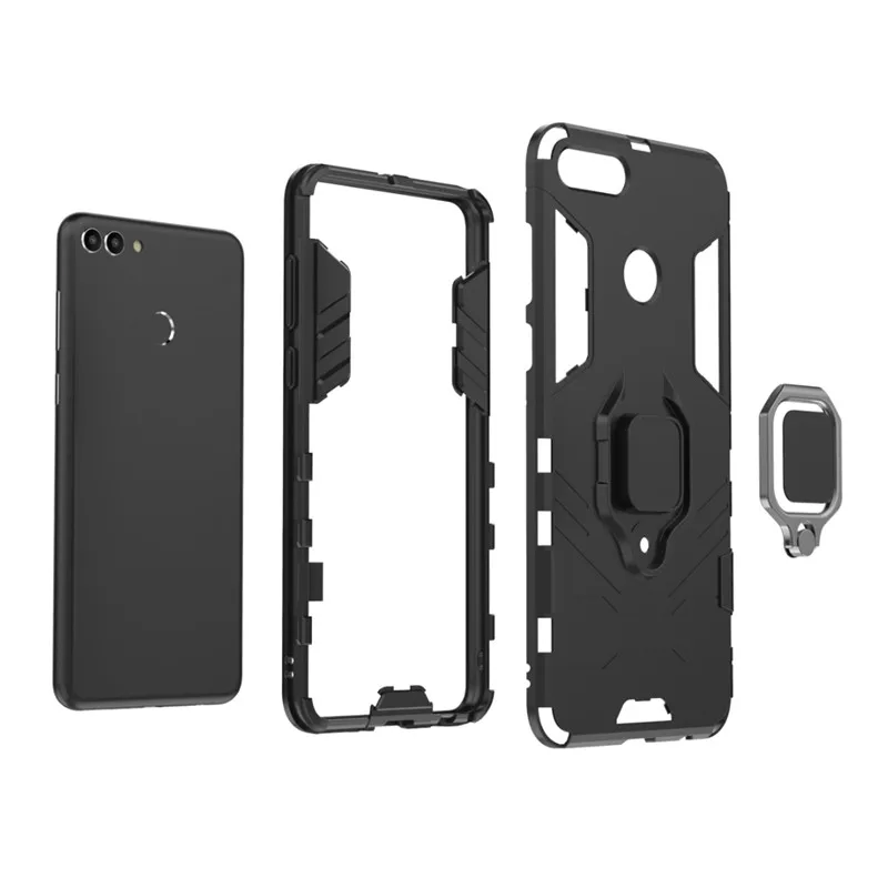Ударопрочный защитный чехол для Huawei Y9 2018 TPU + PC Автомобильное магнитное кольцо