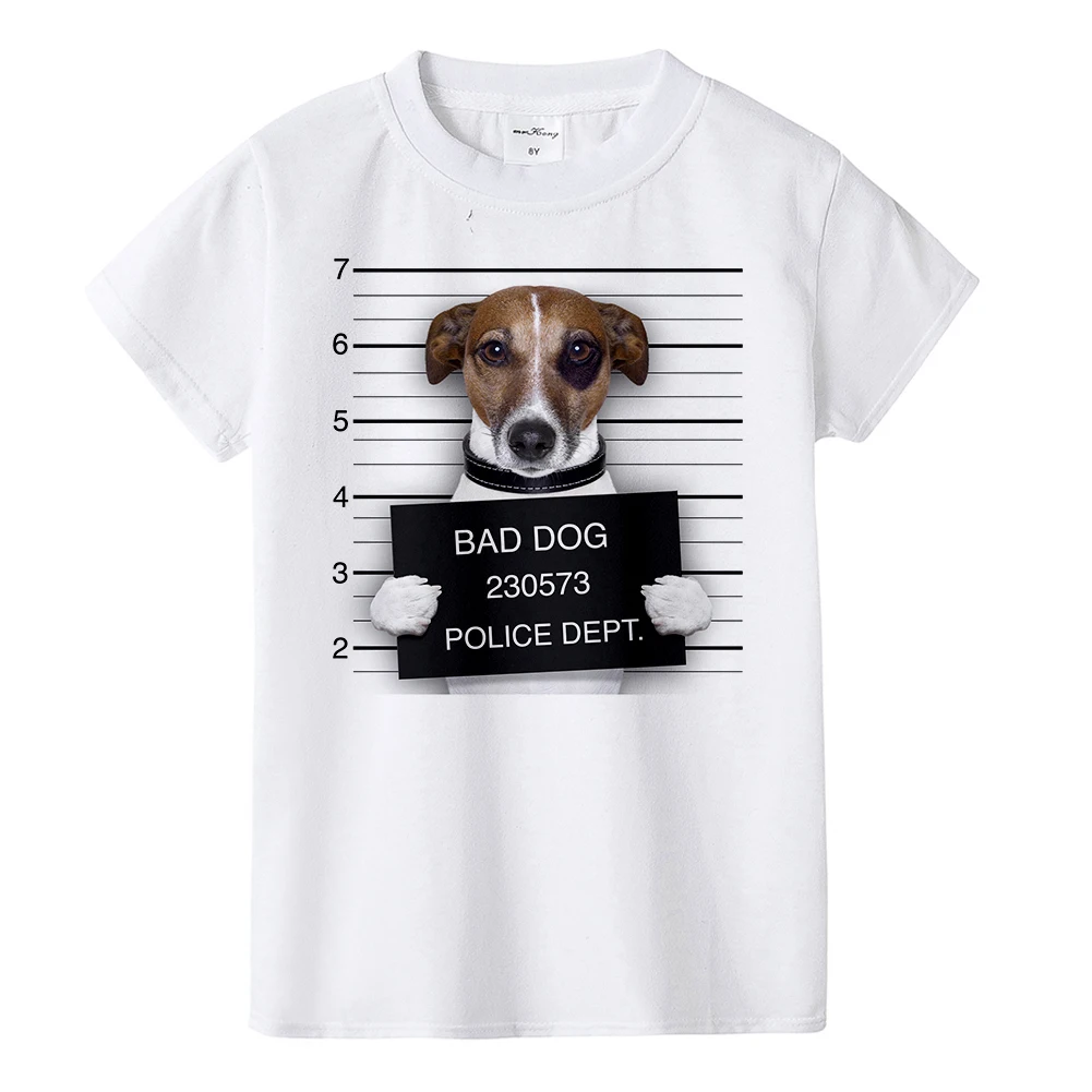 Г., Детская футболка с дизайном «Dog Police Dept» Детская футболка с французским бульдогом Забавные футболки с принтом мопса для мальчиков и девочек, топы с принтом «Bad Dog», футболки - Цвет: K802-KSTWH-