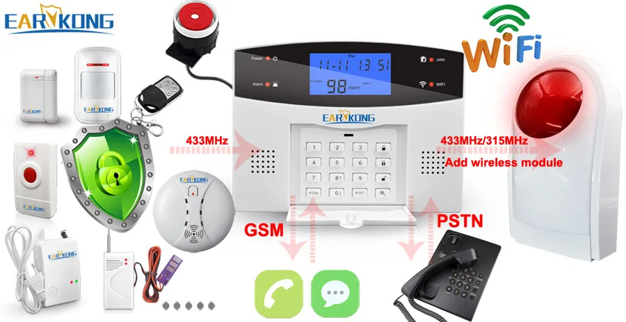 Обновление Wi-Fi PSTN GSM домашняя охранная сигнализация Поддержка беспроводной и проводной детектор сигнализации умный дом устройство реле выход управление