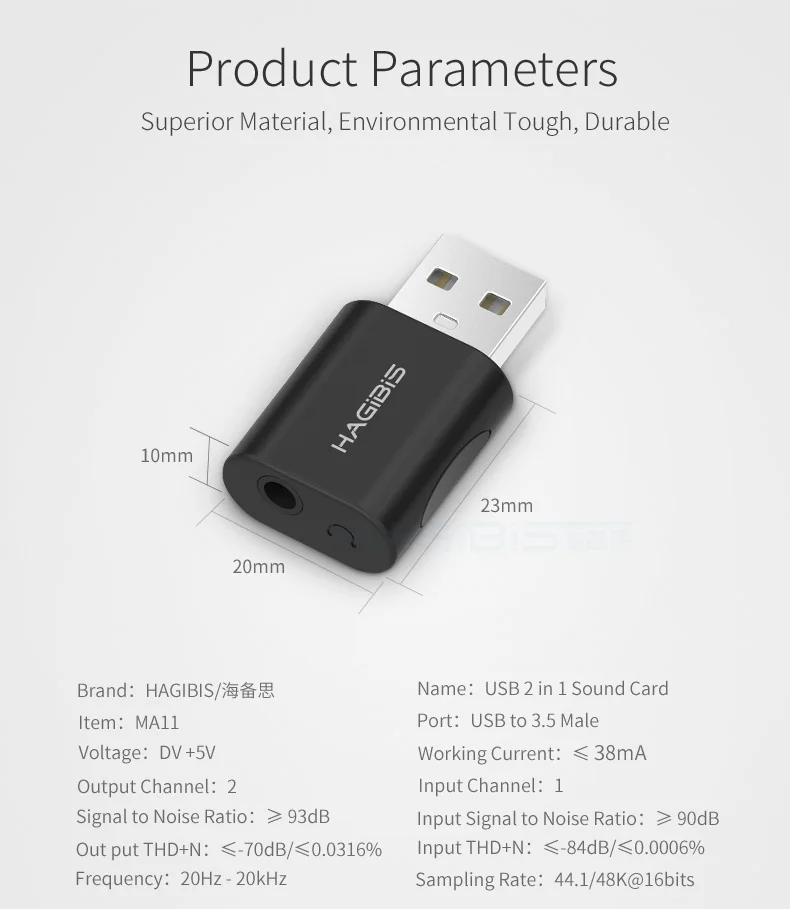 Hagibis USB внешняя звуковая карта конвертер USB к разъему 3,5 мм наушники аудио адаптер микрофон Звуковая карта для ПК ноутбук аудио адаптер