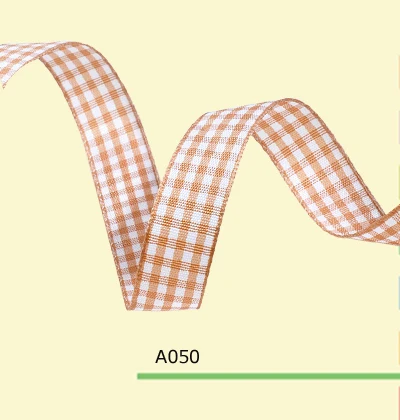 

1" Inch 25mm brown gingham taffeta ribbon