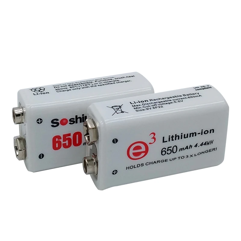 Soshine 9 в быстрое зарядное устройство + 2 шт. 650 мАч В литий ионная полимерная