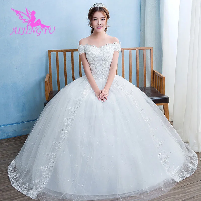 

AIJINGYU 2021 gowns Customized new hot selling cheap ball gown lace up back formal bride dresses wedding dress WK416