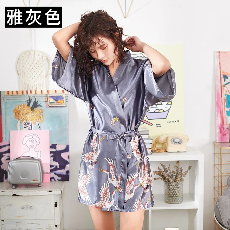 Халат женский шелковый пятнистый с принтом пикантное нижнее белье для подружки