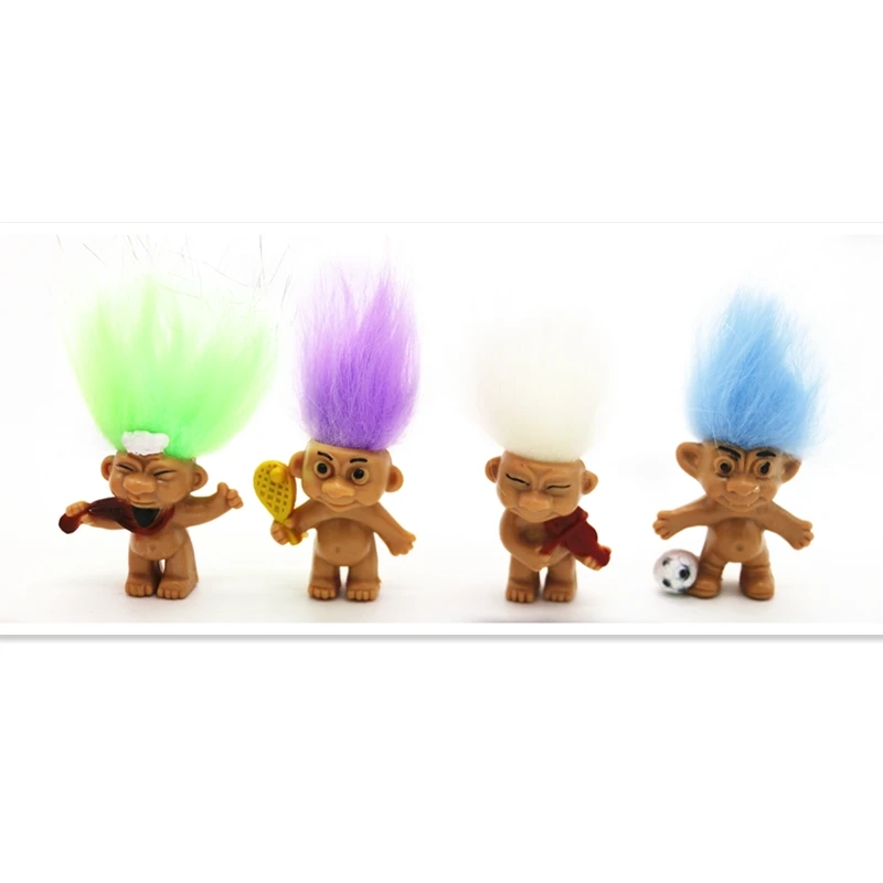 8 шт./партия красочные волосы Тролль кукла семья папа мама ребенок мальчик