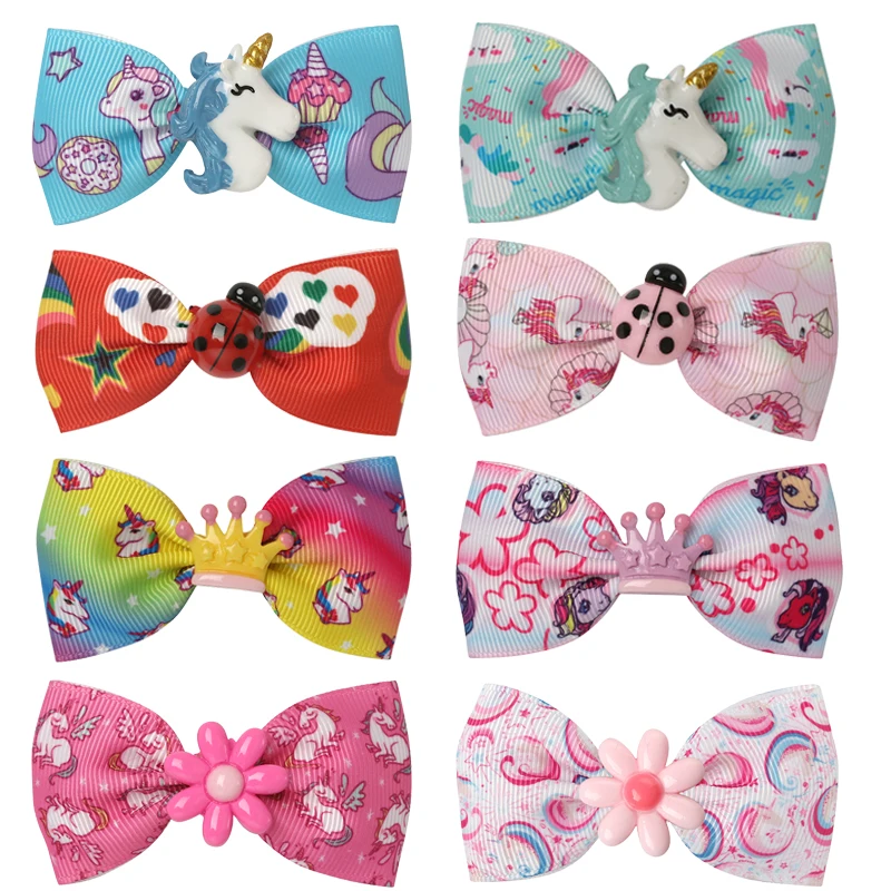 2 шт. Горячая мода Единорог для девочек заколка волос цветок Божья коровка Корона