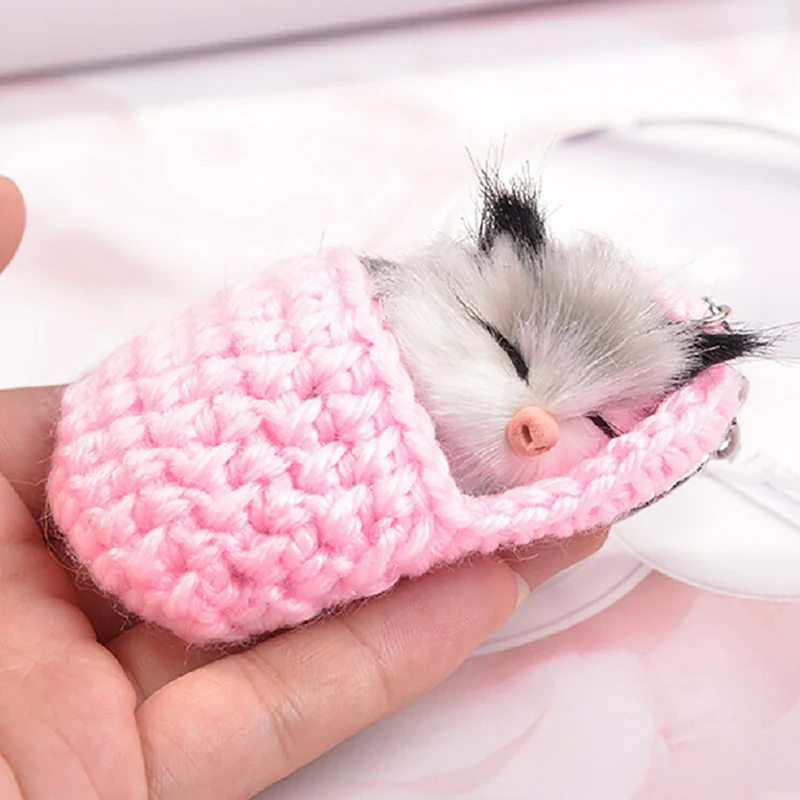 Брелки ручной работы с плетеной обувью из искусственного кроличьего меха