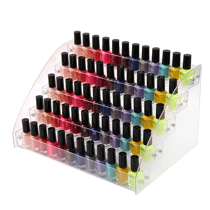 

Nail Polish Rack Lipstick Jewelry Display 5 Tier New Style Makeup Cosmetic Clear Acrylic Organizer Makeup Shelf 33*22.3cm