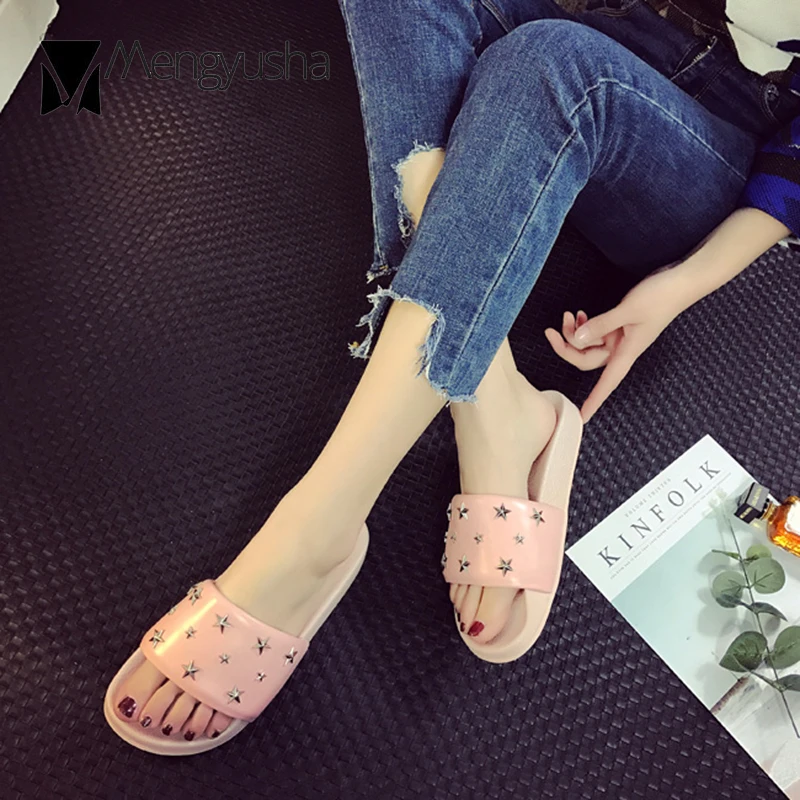 Женские блестящие шлепанцы для маффинов удобные сланцы улицы цвета