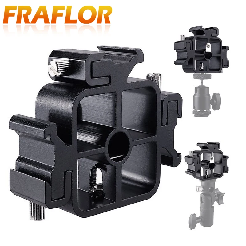 Тройной держатель для камеры с горячим башмаком и тремя насадками регулируемый