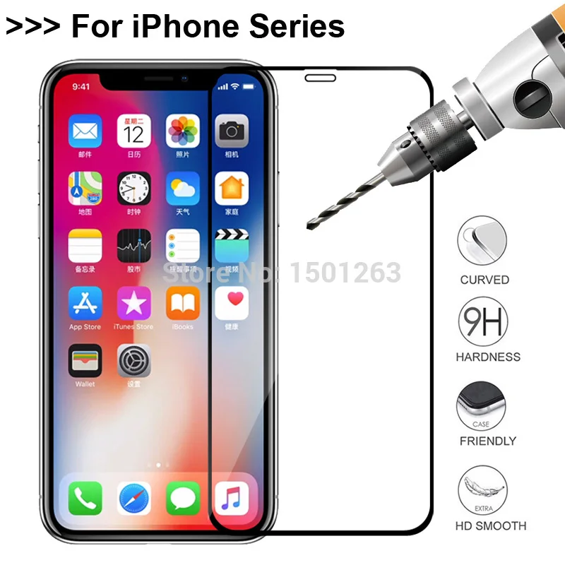 Чехол для iPhone XS Max X XR 11 Pro 8 7 6 6S Plus 5 5S 5C SE полное покрытие на Закаленное стекло