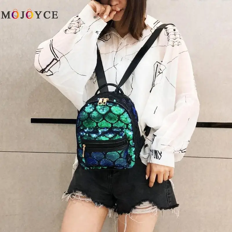 Sequins PU Leather MIni Backpack Women Fashion Glitter Knapsack PU Leather Backpack sac a dos