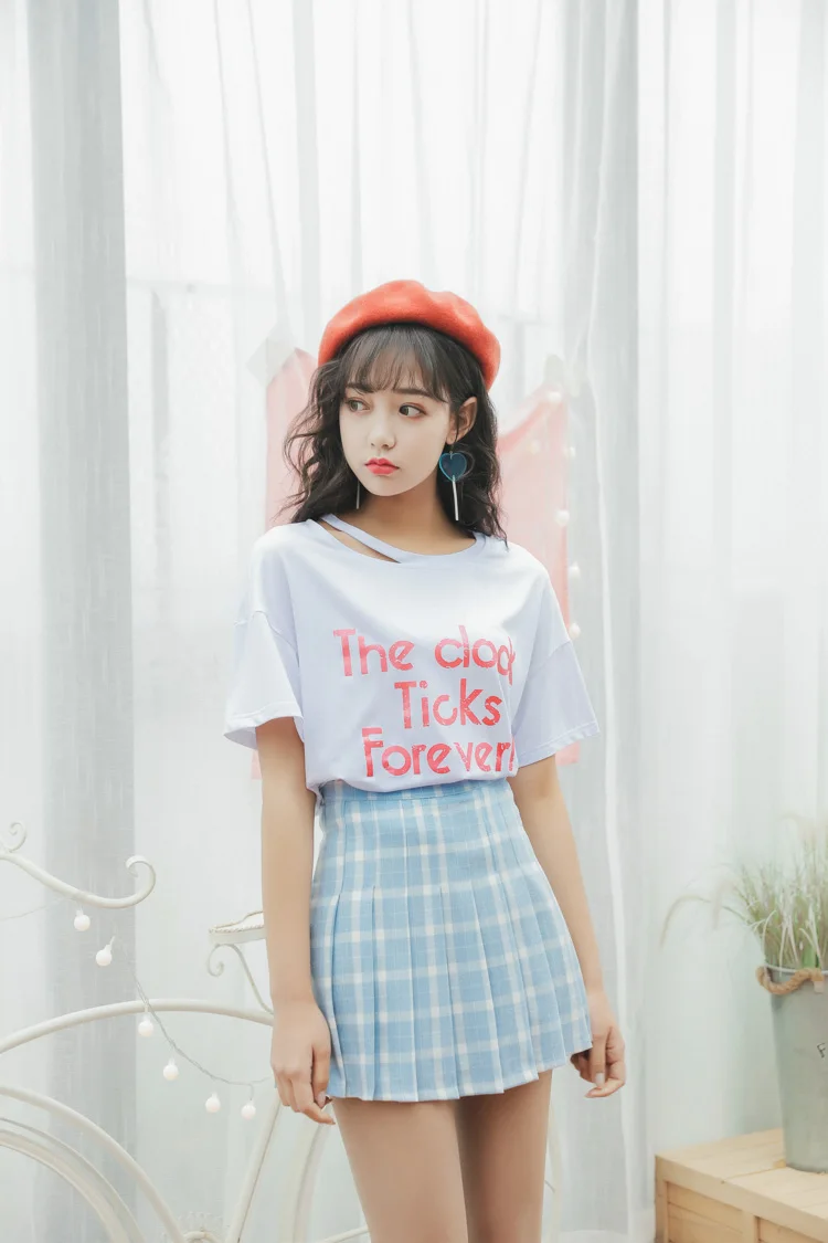 Женские юбки Япония панк Kawaii Ulzzang клетчатая свежая Синяя Клетчатая