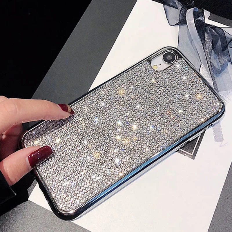 Роскошный чехол для iphone X 10 XR XS Max 7 8 6 S Plus мягкий с бриллиантами 6Plus 7Pus 8Plus