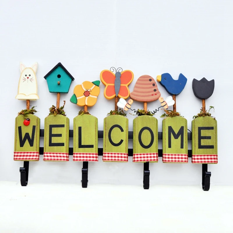 Creative Home Decor Flower Hooks For hanging Welcome Wall Decoration Painted gancho de parede Pastoral Style Coat Hanger | Дом и сад