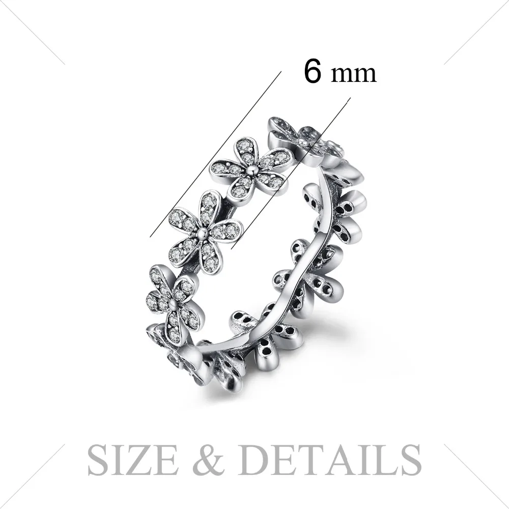 Jewelrypalace кольца из стерлингового серебра 925 группа цветок ромашки джунгли обруч