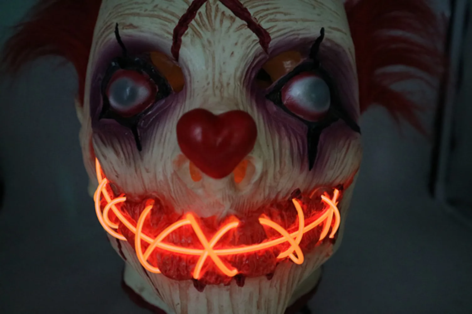 MostaShow Ужасы клоун светодиодный Маска Light Up Joker маске Хэллоуин пугающая маска