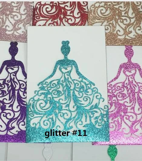 glitter 11 DIY Блестящий золотистый Серебристый карта лазерная резка, для свадьбы Пригласительные карты свадебные пригласительные открытки вечеринка в честь Дня Рождения девичьи приглашения - Цвет: glitter 11