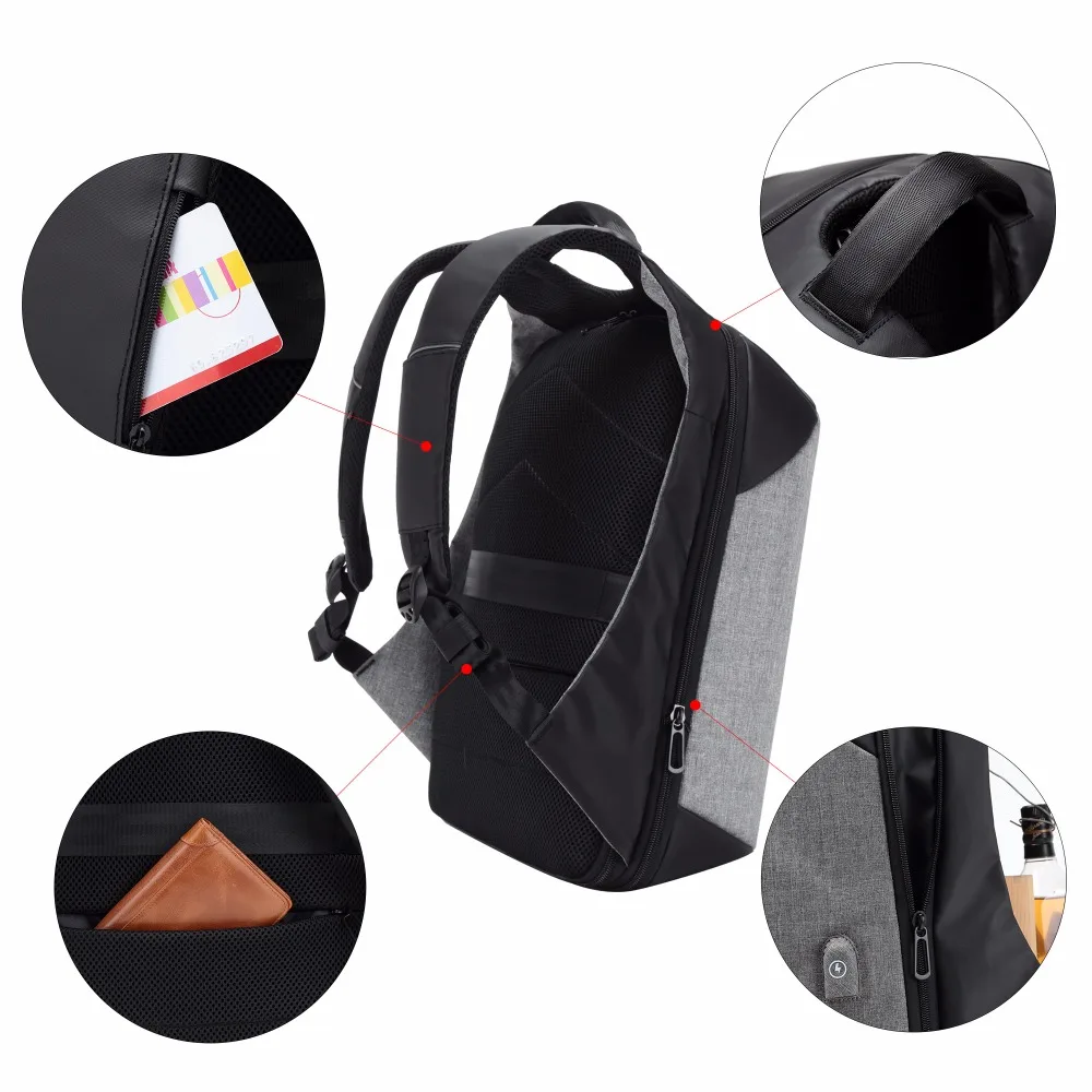 BISON DENIM 15 &quotрюкзак для ноутбука Внешний USB зарядка Компьютерные рюкзаки
