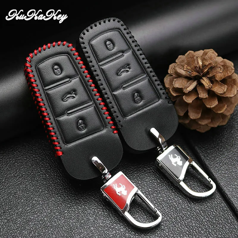 KUKAKEY чехол для ключа из натуральной кожи Volkswagen VW Golf 4 5 6 7 Mk7 Passat B5 B6 B8 B7 Polo Sharan Beetle