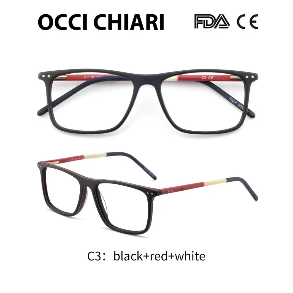 C3 Оправа OCCI CHIARI, оправа для очков, мужские оправы по рецепту, ацетат, мужские Модные оправа для очков, оптические очки, черные W-COSCO - Цвет оправы: C3