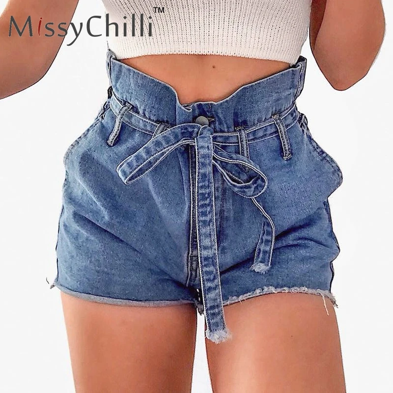 Женские джинсовые шорты MissyChilli повседневные с карманами и высокой талией летние