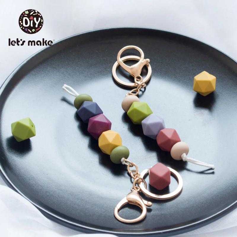 Let's Make 10pcs Baby Teether 14mm Hexagon Bpa Free Silicone Beads Food Grade Teething Toys Diy Pacifier Chain Silicone Teethers