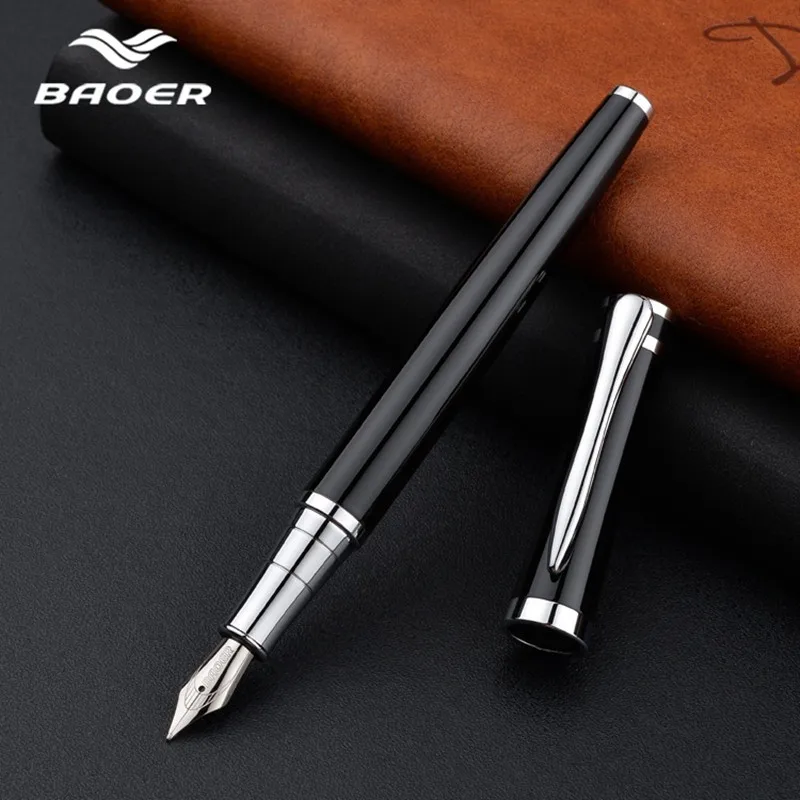 Baoer 3035 черная авторучка роскошная металлическая Студенческая гладкая высокое