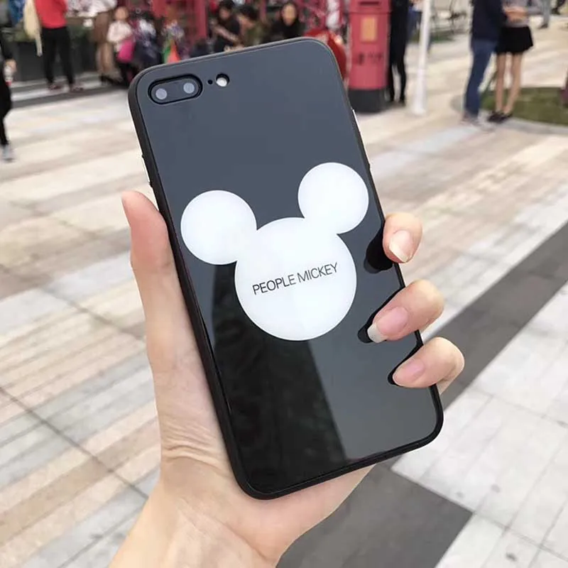 Jiban с Микки Маусом телефон Чехол для IPhone X закаленное Стекло Глянцевая Твердый