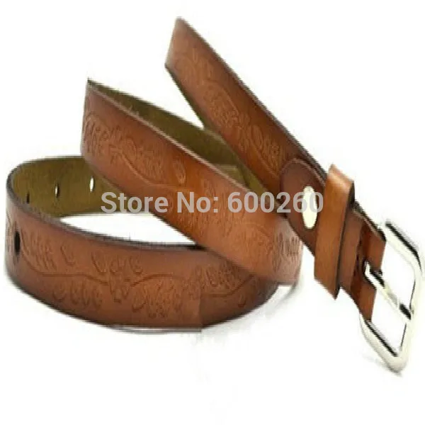 Женский тонкий универсальный ремень с пряжкой из натуральной кожи принтом в