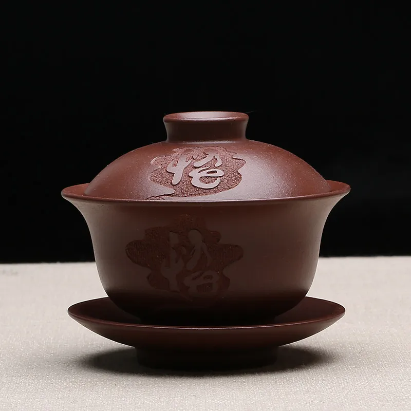 140 ml фиолетовая глина yixing Gaiwan все ручной природных Zisha для хватания миска с крышкой набор блюдец/Drinkware утварь бутик