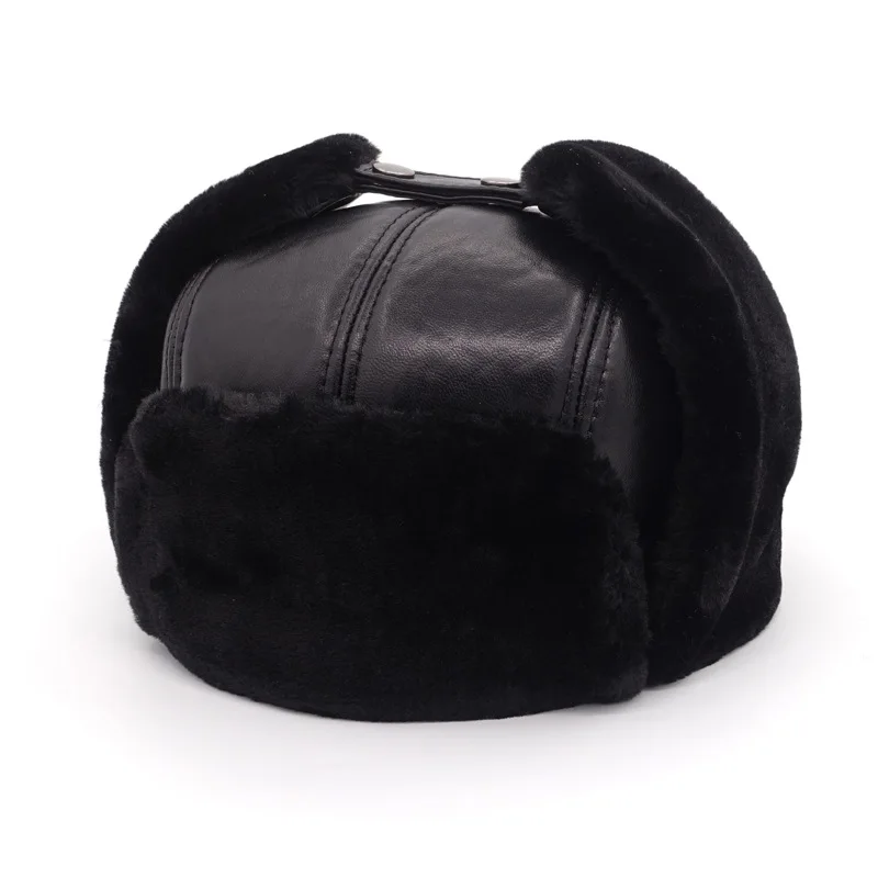 B-7138 Winter Russian Ushanka Hats Unisex Fur Skiing Hats for Men Women Cotton Layer Bomber Hats