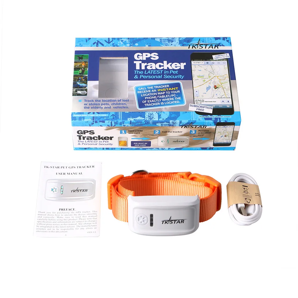 Orange with Box Gps трекер собачий gps ошейник водонепроницаемый IP65 400 часов в режиме ожидания gps трекер для домашних животных Google maps отслеживание в реальном времени геофенс бесплатное приложение - Цвет: Orange with Box