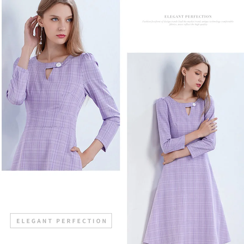 Onlyplus S XXL фиолетовый плед хлопок платья для вечеринок женские милые модные