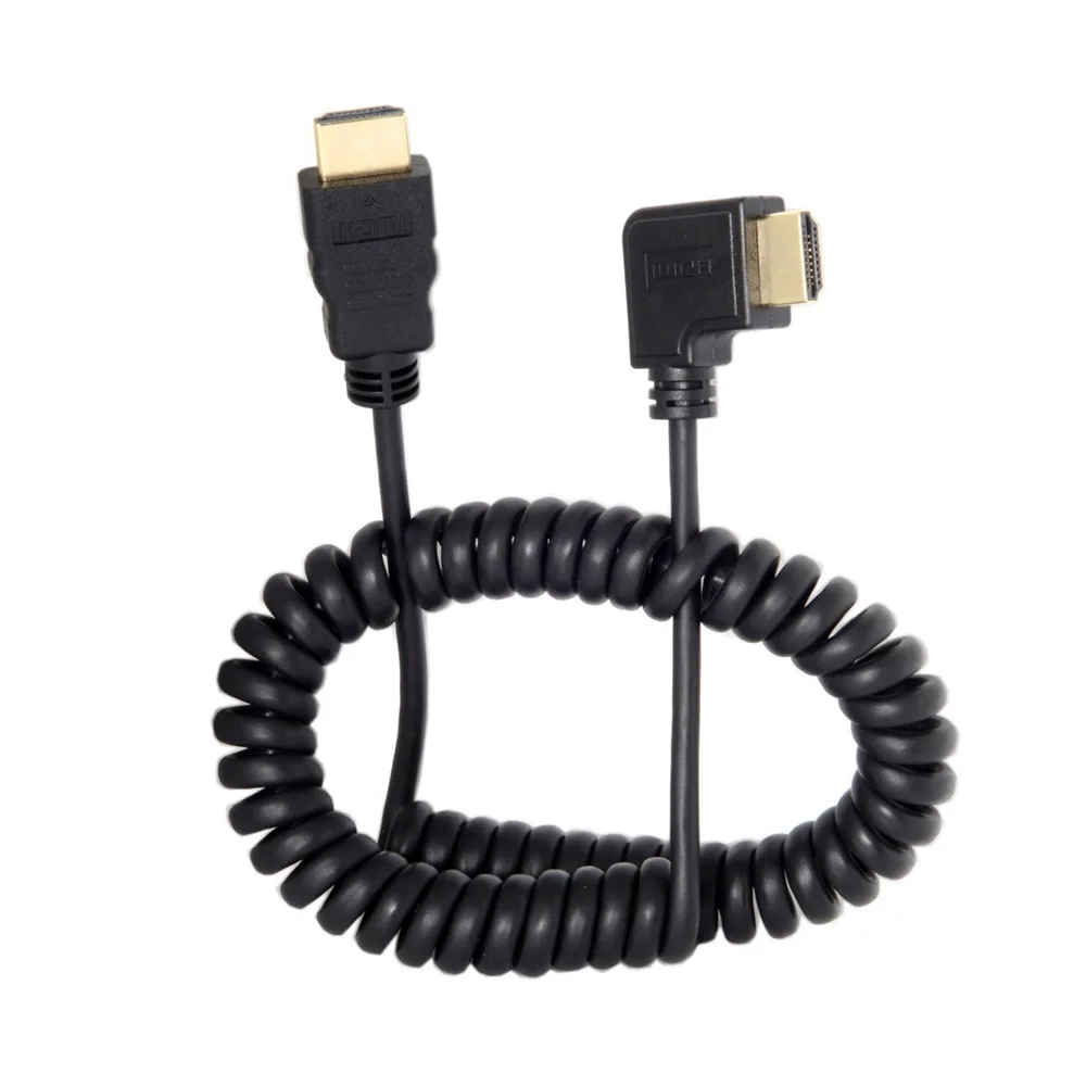 BAAQII 90 градусный Угловой HDMI штекер к Мужской растягивающийся пружинный кабель