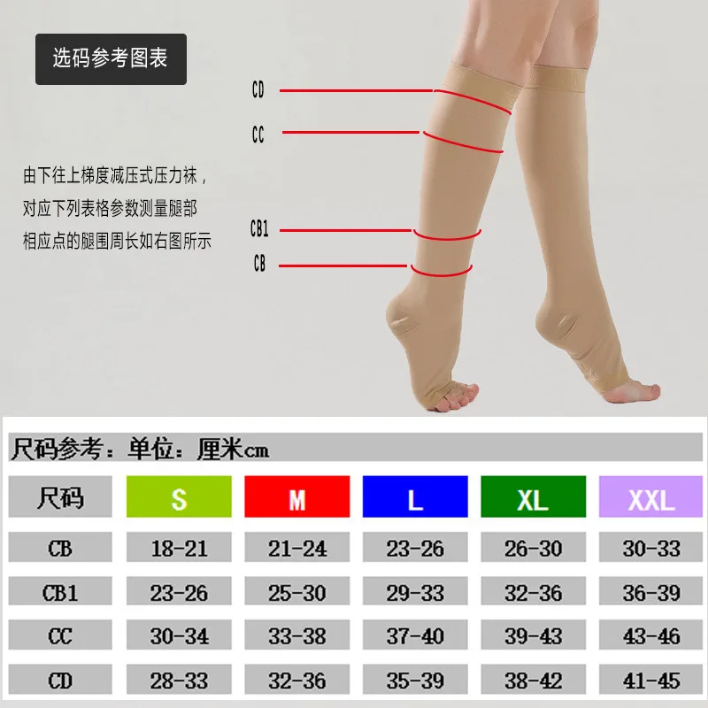 Компрессионные чулки с открытым носком унисекс эластичные носки до колен от