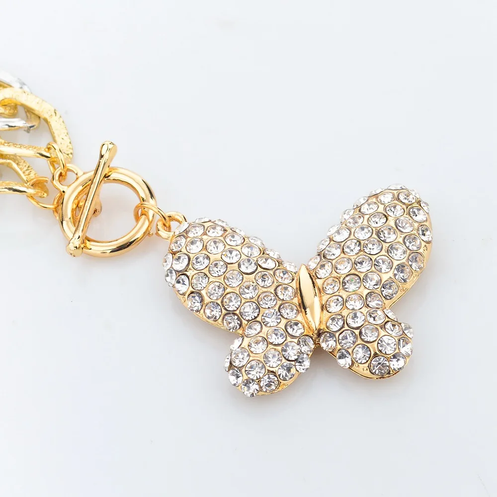 Женское винтажное ожерелье с подвеской-бабочкой LongWay золотое длинной цепочкой