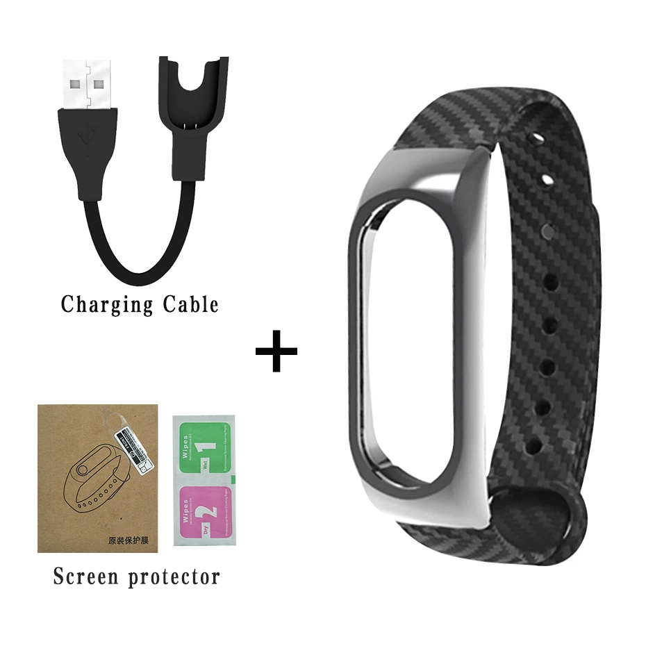 Регулируемый для mi Band 2 силиконовый ремешок из углеродного волокна с рамкой ТПЭ