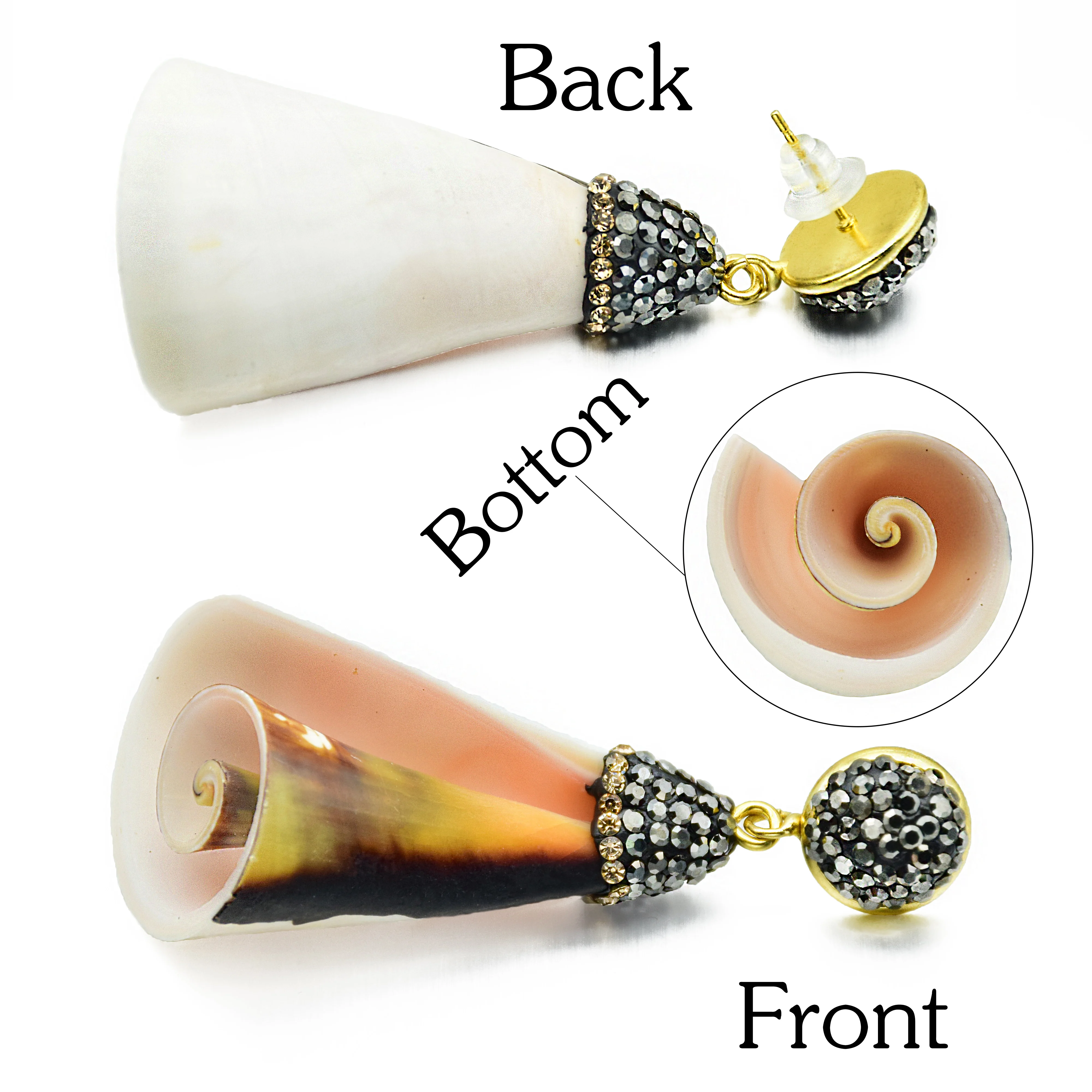 Ручная работа ракушка серьги золотые металлические длинные спиральная оболочка