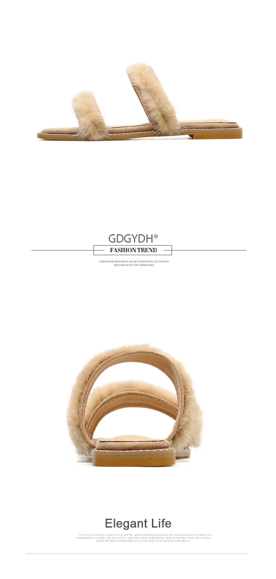 Женские шлепанцы Gdgydh, черные/бежевые уличные шлепанцы в стиле "панк", с натуральным мехом, на плоском каблуке, с заклепками, черного и бежевого цвета, на лето