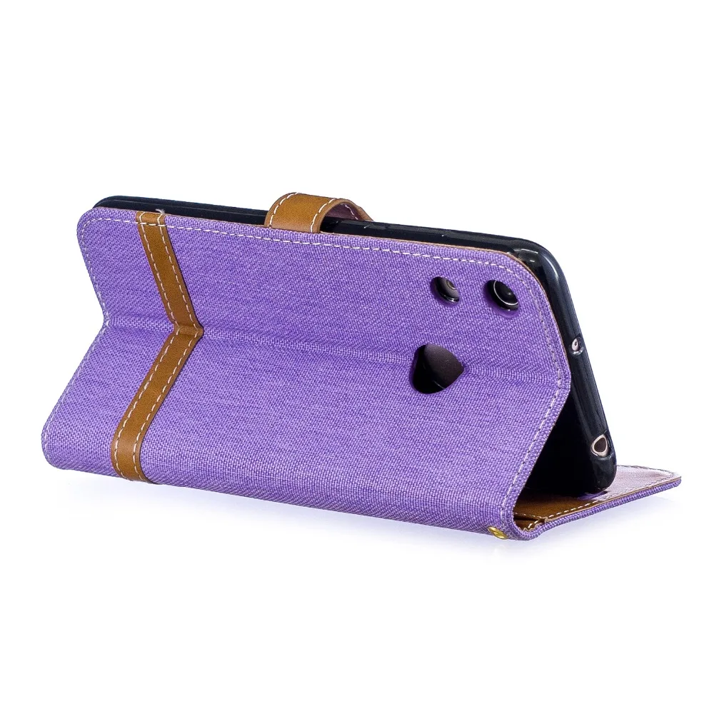 Роскошный джинсовый прошитый флип чехол из искусственной кожи для телефона Huawei