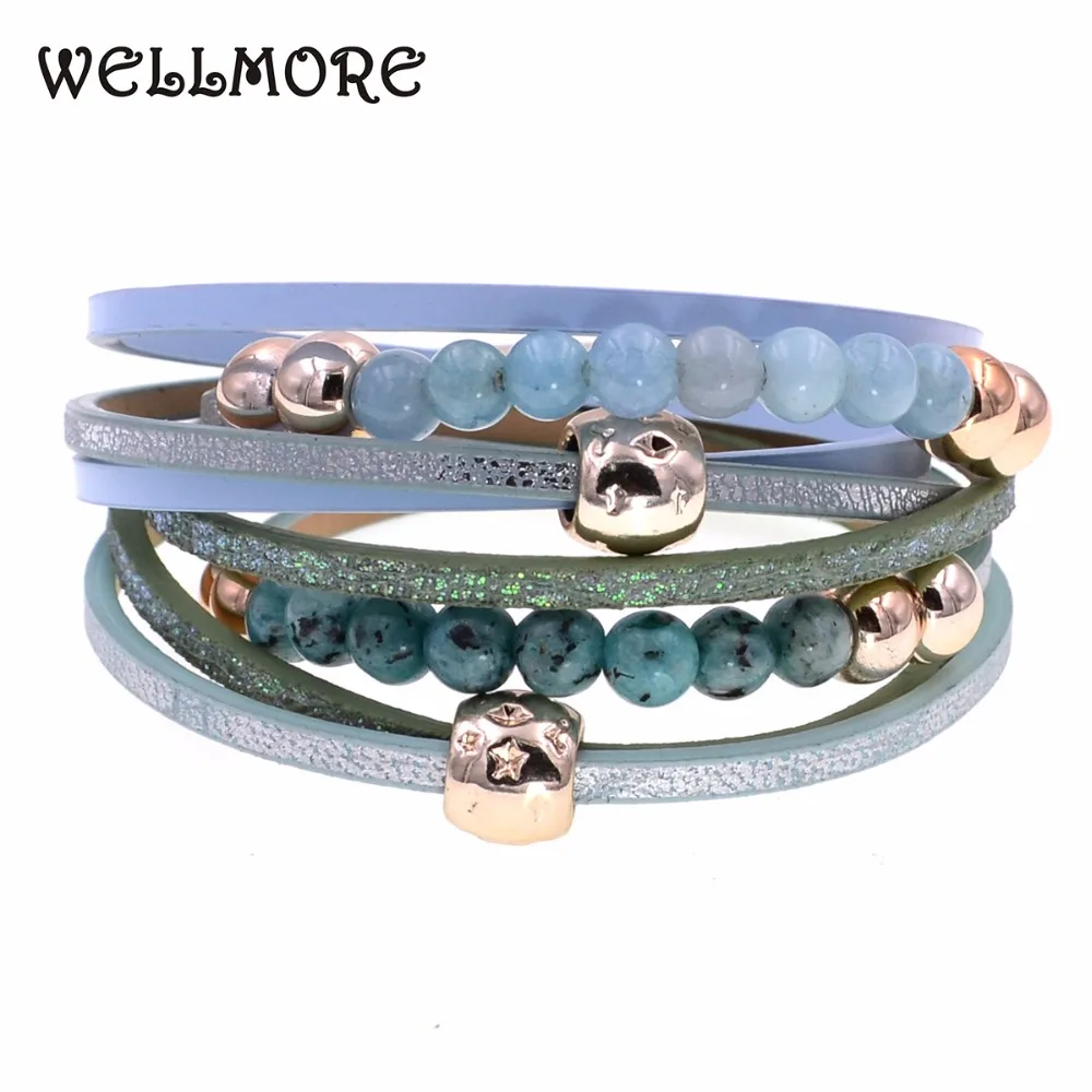 Женский Двухслойный Кожаный Браслет WELLMORE 2 шт./компл.|Браслеты с шармами| |