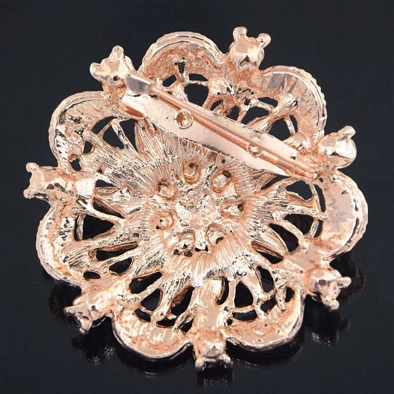 Винтажная Мода родиевое покрытие цветок Crysal Свадебная булавка брошь Лидер