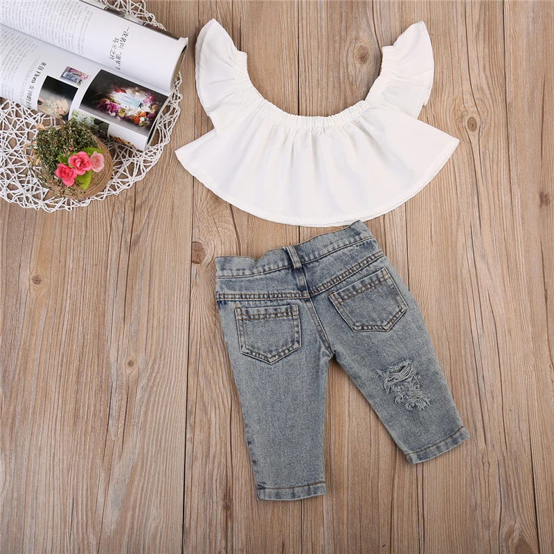 2 шт. Детский комплект из топа без рукавов и джинсов|outfits for children|children setsummer outfit |