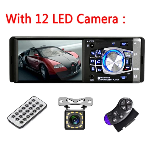 AMPrime 1 Din 4," Авторадио Стерео FM Bluetooth USB AUX FM радио MP3 аудио плеер Поддержка камеры дистанционное управление 4012B - Цвет: With 12 LED Camera